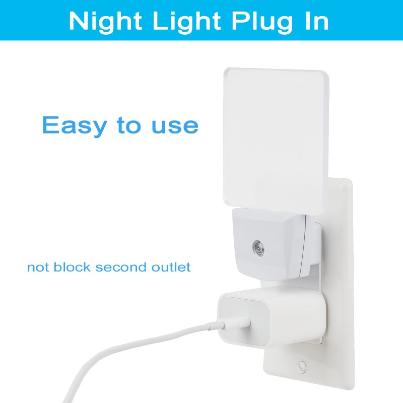 GREENIC LED Night Light Plug in 4 Pack, Dusk to Dawn Photocell Sensor, Nightlights for Bedroom Bathroom Kitchen, Square Design Blue - Image 5
